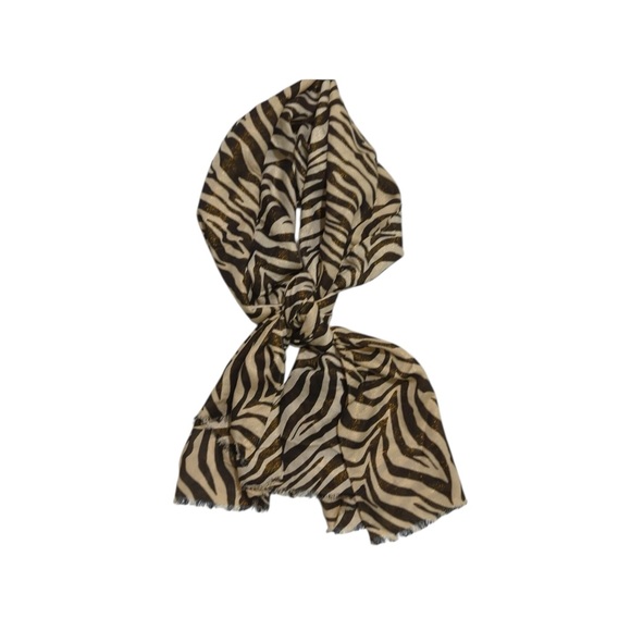 Lane Bryant Animal Print Scarf - Black and Tan bronze metallic large neck warmer - Picture 1 of 7